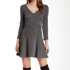 Free People Heartstopper Tweed Knit Fit & Flare Dress Black XS